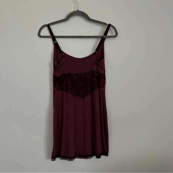 Victoria’s Secret Y2K Slip Dress Burgundy Lace Trim Coquette Mini - Picture 5 of 14